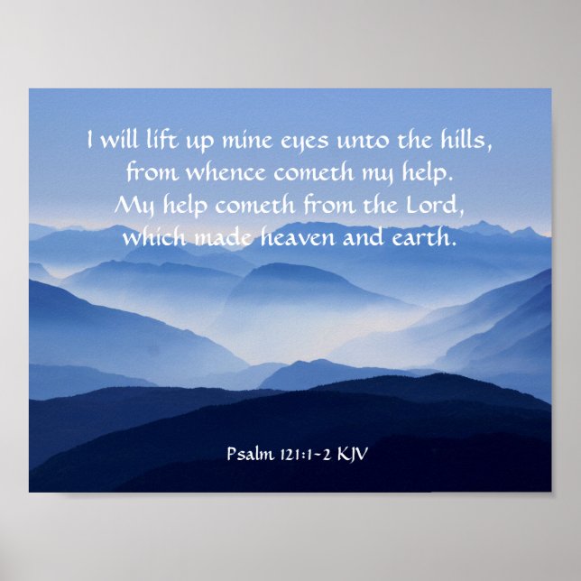 Poster Psaume 121:1-2 My help cometh from the LORD (Devant)