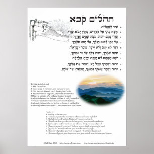 Poster Psaume 121 en hébreu, anglais, et translittération