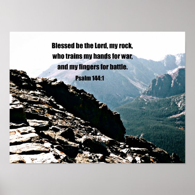Poster Psaume 144:1 Béni soit le Seigneur... (Devant)