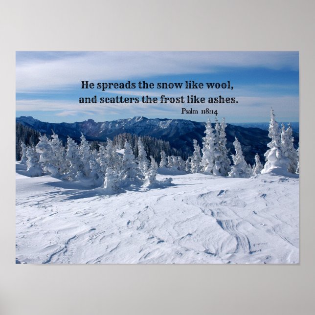 Poster Psaume 147:16 Il répand la neige... (Devant)