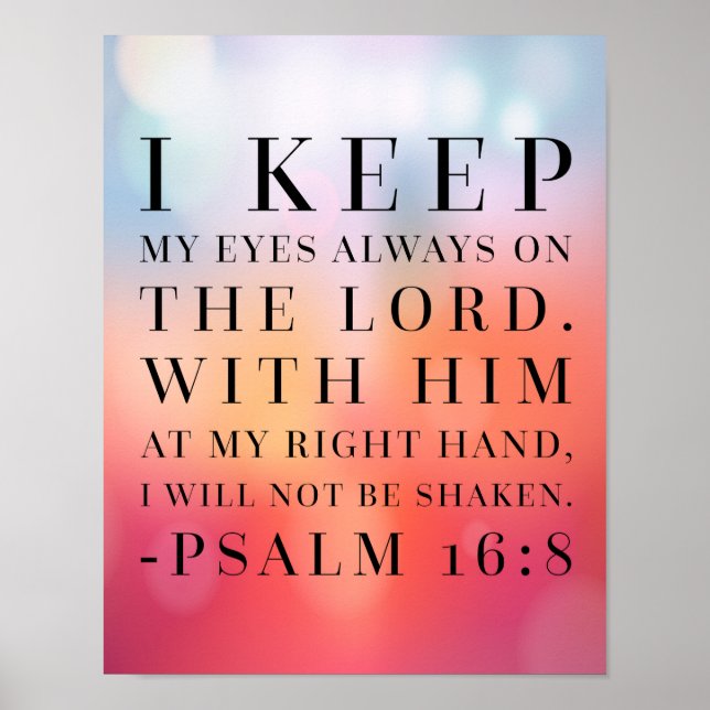 Poster Psaume 16:8 Citation de la Bible (Devant)