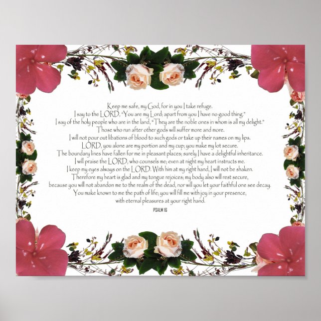 Poster Psaume 16, Verse de la Bible, Décor mural (Devant)