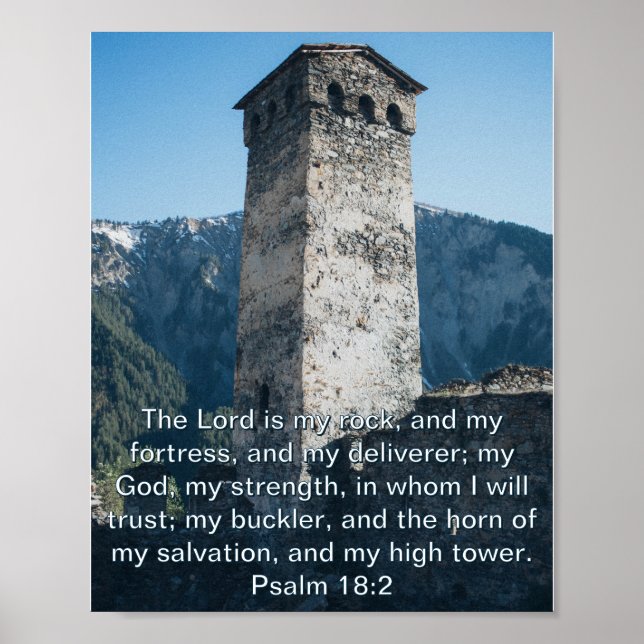 Poster Psaume 18:2 Le Seigneur est mon Rock KJV Bible Wal (Devant)