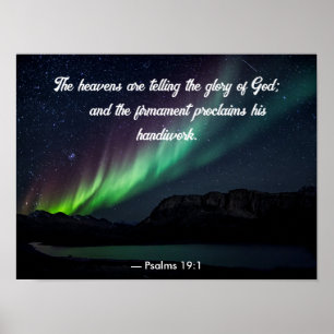 Poster Psaume 19:1 Aurora Borealis et étoiles