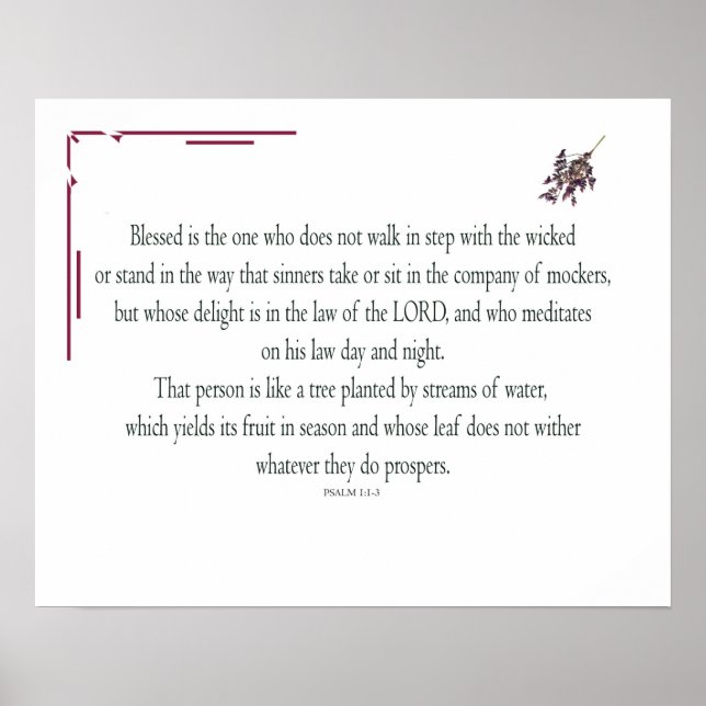 Poster Psaume 1:1-3, Béni est celui qui, (Devant)