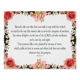 Poster Psaume 1, Jour de la Loi et Nuit, Rend son Fruit,