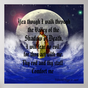 Poster Psaume 23:4 Oui Bien que je marche à travers la va