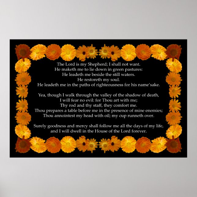 Poster Psaume 23 avec cadre Calendula (Devant)