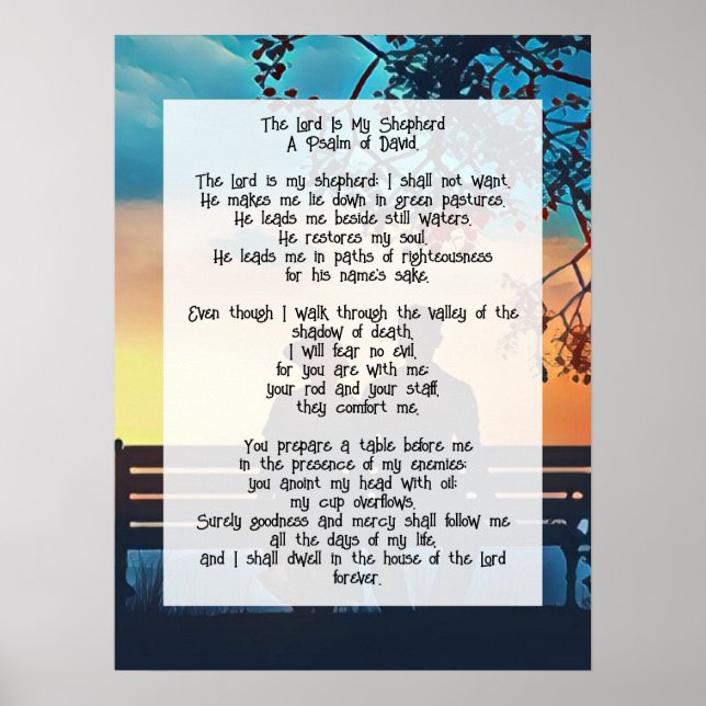 Poster Psaume 23 citation biblique (Devant)
