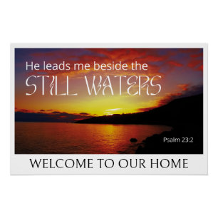 Poster Psaume 23 EAUX TRANQUILLES Verset de la Bible chré