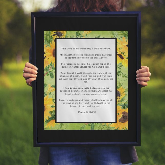 Poster Psaume 23 Lord est mon berger KJV Sunflowers Poste (Créateur téléchargé)