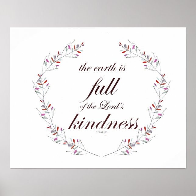 Poster Psaume 33 Écriture Floral Wreath Art (Devant)