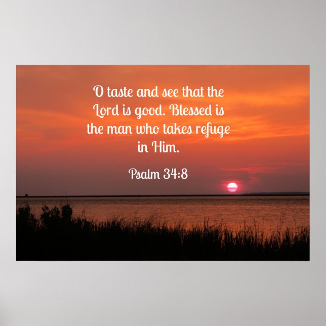 Poster Psaume 34:8 O goûtez et voyez que le Seigneur est  (Devant)