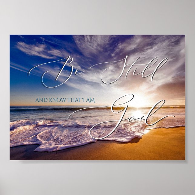 Poster Psaume 46 10, Be Still Beach Sun Rise (Devant)