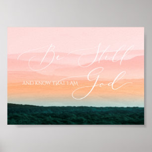 Poster Psaume 46 10, Be Still Misty Mountain