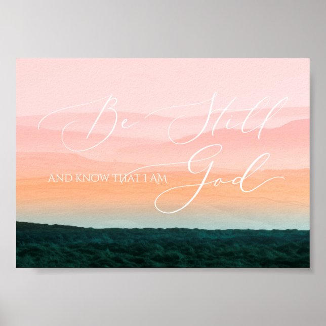 Poster Psaume 46 10, Be Still Misty Mountain (Devant)
