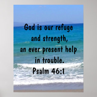 Poster Psaume 46:1 Bible Verse Beach