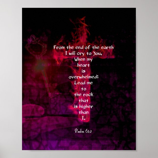 Poster Psaume 61:2 Verse Bible Citation Inspirationnelle (Devant)