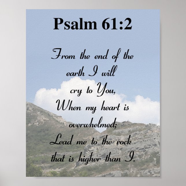 Poster Psaume 61:2, Verse de la Bible, Écriture Inspirant (Devant)