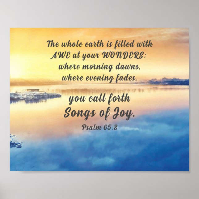Poster Psaume 65:8 Vous lancez Chansons de la Joie Bible  (Devant)