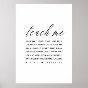 Poster Psaume 86:11-12 Bible Verse Mur Art,