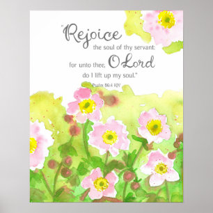 Poster Psaume 86 Écriture Biblique Fleurs Roses
