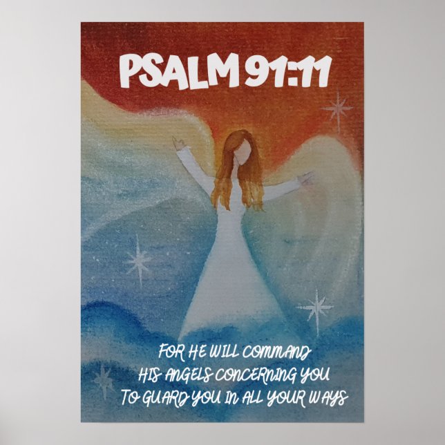 Poster Psaume 91:11 Il commandera ses Anges (Devant)