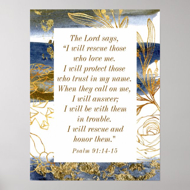 Poster Psaume 91:14-15 Le Seigneur dit que je Secourrai l (Devant)