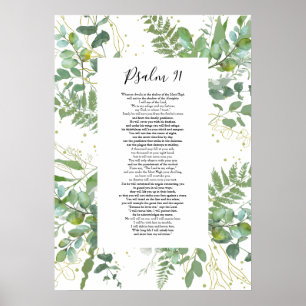Poster Psaume 91 Citation biblique Écriture Eucalyptus