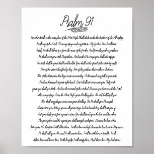 Poster Psaume 91 Décor Bible Plumes Art chrétien