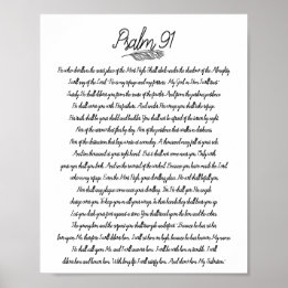Poster Psaume 91 Décor Biblique Plume Art Chrétien