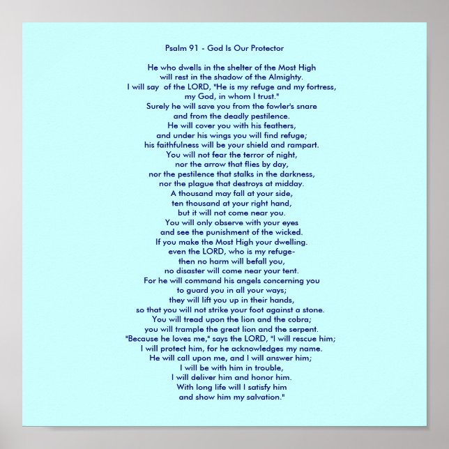 Poster Psaume 91 - Dieu est notre protecteur (Devant)