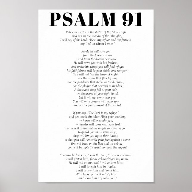 Poster Psaume 91 Écriture L'Éternel est mon refuge (Devant)