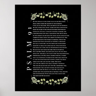 Poster Psaume 91 Feuilles d'Eucalyptus Versets Bibliques 