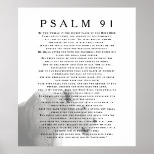 Poster Psaume 91 Lion Verset Biblique Chrétien Art