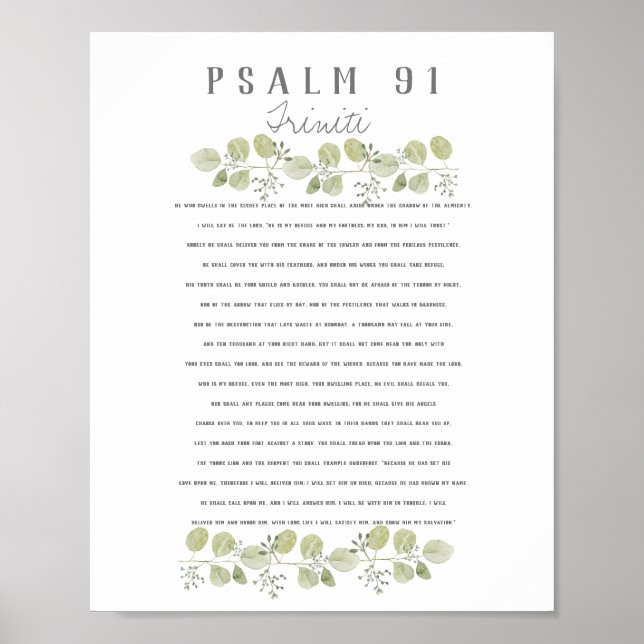 Poster Psaume 91 sur votre enfant Eucalyptus Feuilles Per (Devant)