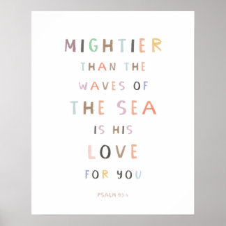 Poster Psaume 93:4 Plus puissant que les vagues de la mer