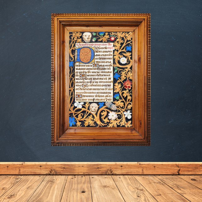 Poster Psaume biblique 114 Manuscrit médiéval - Memento M (Bible Psalm 114 Medieval Manuscript Memento Mori Catholic Christian Poster)
