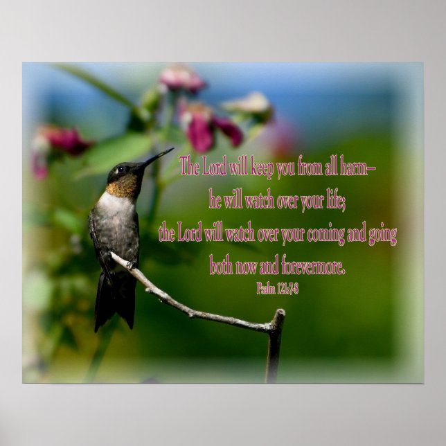 Poster Psaume colibri 121:7-8 (Devant)