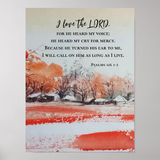 Poster Psaumes 116 1-2 J'aime la Bible Verse de l'Éternel (Devant)