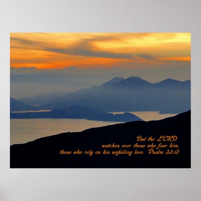 Poster Psaumes 33:18 Inspirational (Devant)