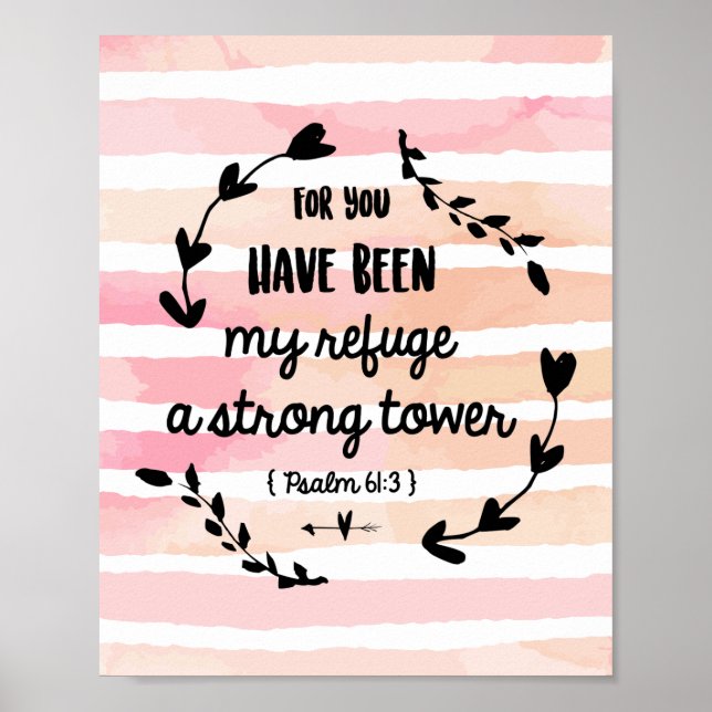 Poster Psaumes Bible Verse Aquarelle Rose Laver Christian (Devant)