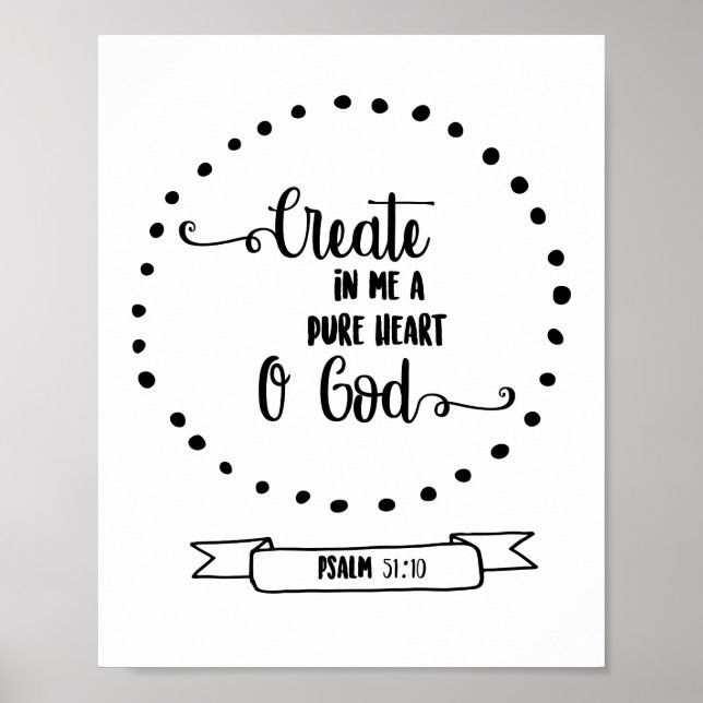Poster Psaumes coeur pur Bible verse Calligraphie (Devant)