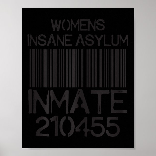 Poster Psych Ward Jail Funny Halloween Costume Insane Asy (Devant)
