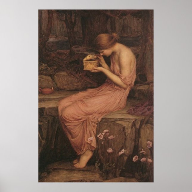 Poster Psyche Ouverture de la boîte d'or par J W Waterhou (Devant)