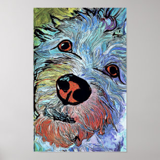 Poster Psychedelic Colorful Westie Dog Art Portrait