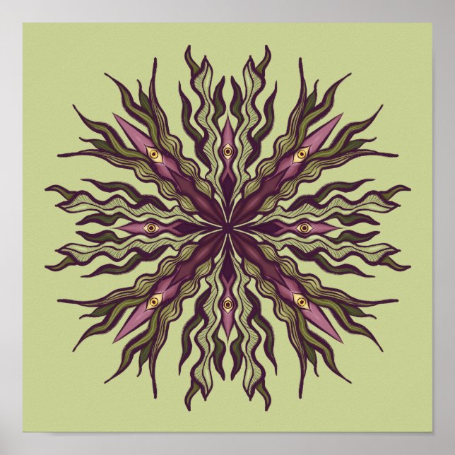 Poster Psychedelic Eye Plant - Surreal Botanical Mandala (Devant)