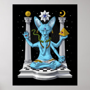 Poster Psychédélic Sphynx Cat Shiva