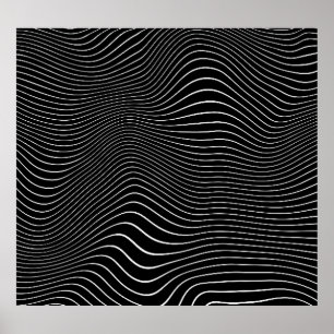 Poster Psychedelic Wavy : Arrière - plan noir blanc