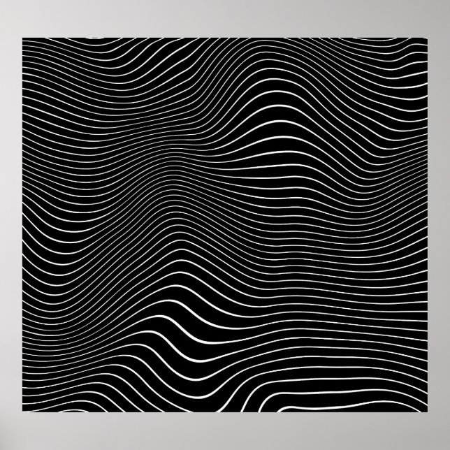 Poster Psychedelic Wavy : Arrière - plan noir blanc (Devant)